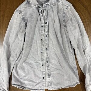 All Saints Men's Gray Denim Shirt